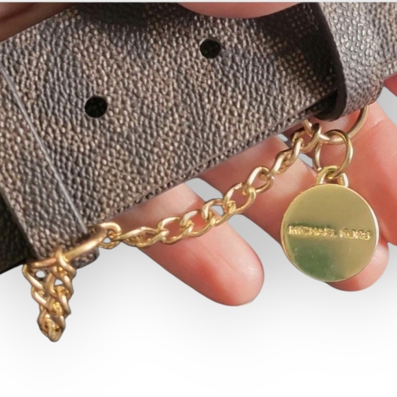 🔥5 FOR $25🔥Michael Kors Women's MK Logo Belt,Gold Circle Buckle Size M - Picture 6 of 7